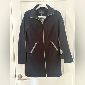 London Fog Black Softshell Trench Water‑Resistant, Minimalist, Spring, XS